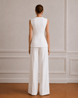 June Peplum Detaylı Yelek Takım- Beyaz - LE PORTRÉ