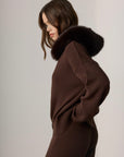 Laura Fox Fur-Trimmed Cashmere Knit Set - Dark Brown