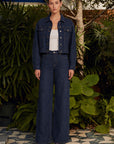 Sue Denim Parıltılı Ceket Pantolon Takım- Lacivert - LE PORTRÉ
