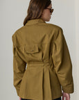 Elen Waist-Accented Pocket Detailed Padded Jacket - Olive