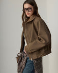 Martin Knit Nubuck Padded Jacket - Taupe Brown