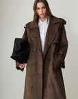 Ariana Maxi Suede Coat - Dark Brown