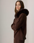 Laura Fox Fur-Trimmed Cashmere Knit Set - Dark Brown