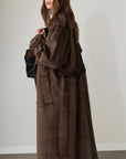 Ariana Maxi Suede Coat - Dark Brown