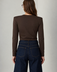 Long Sleeve Padded Basic Premium T-Shirt - Dark Brown