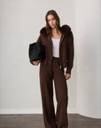 Laura Fox Fur-Trimmed Cashmere Knit Set - Dark Brown