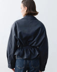 Bianca Vegan Deri Ceket-Navy - LE PORTRÉ