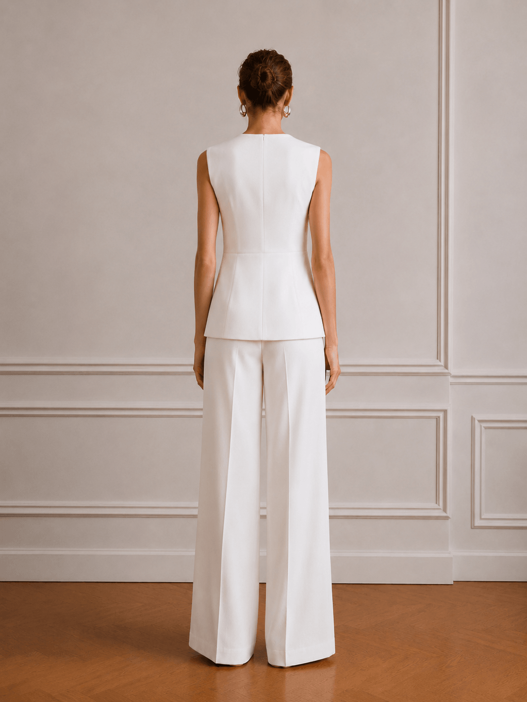 June Peplum Detaylı Yelek Takım- Beyaz - LE PORTRÉ