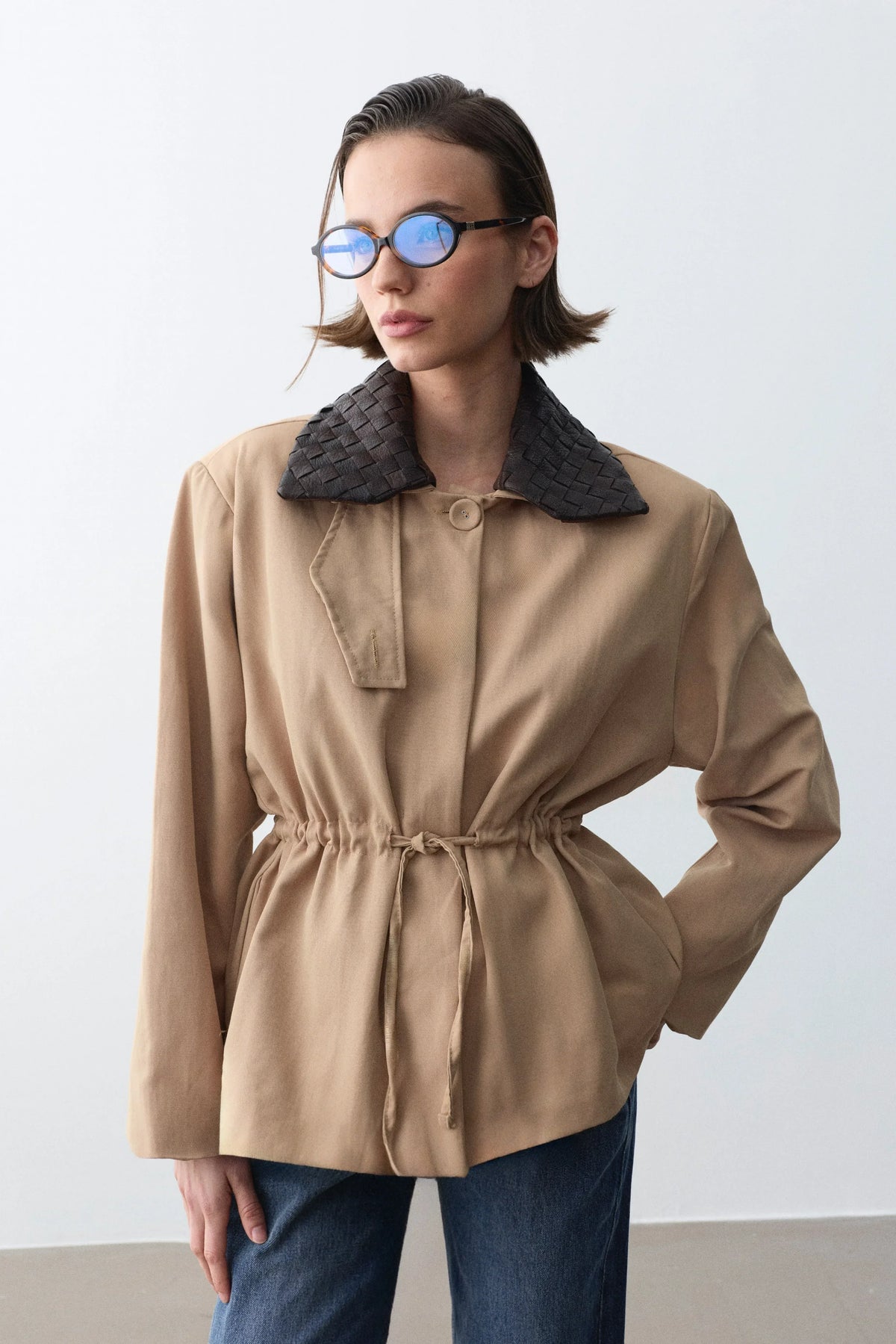 Milena Deri Yakalı Trench-Camel - LE PORTRÉ