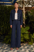 Sue Denim Parıltılı Ceket Pantolon Takım- Lacivert - LE PORTRÉ