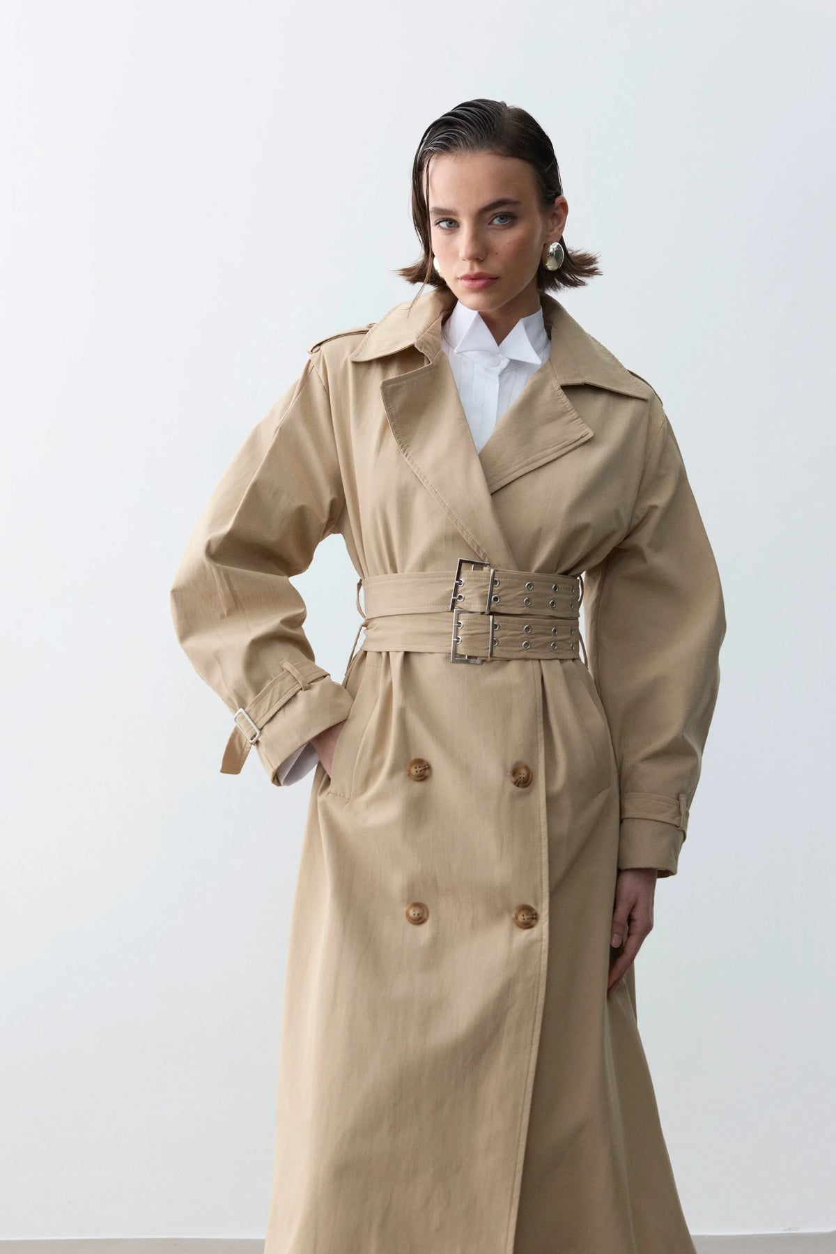 Monica Double Kemer Maxi Trenchcoat - LE PORTRÉ