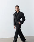 Rare Vatkalı Bel Detaylı Takım- Siyah - LE PORTRÉ