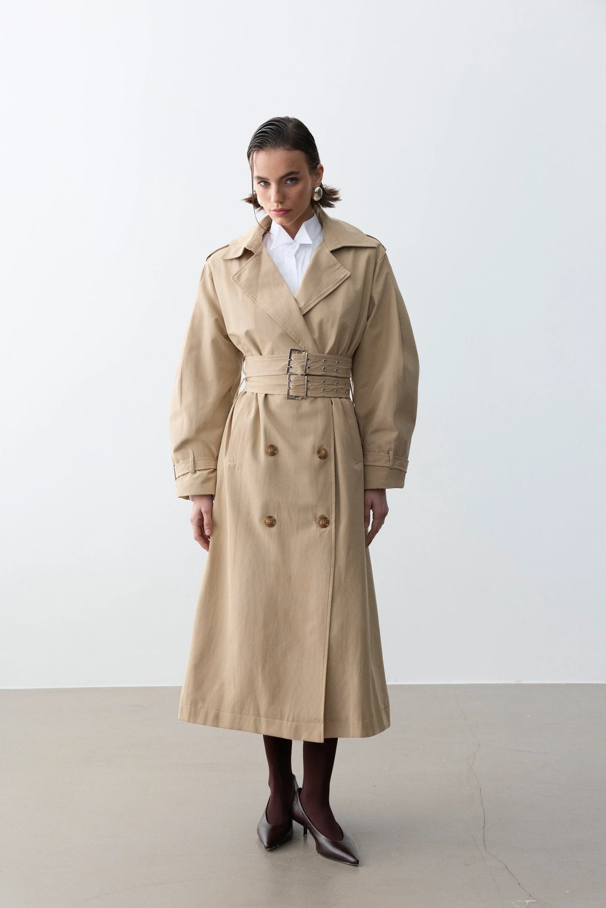 Monica Double Kemer Maxi Trenchcoat - LE PORTRÉ