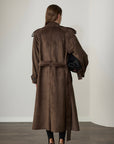 Ariana Maxi Suede Coat - Dark Brown