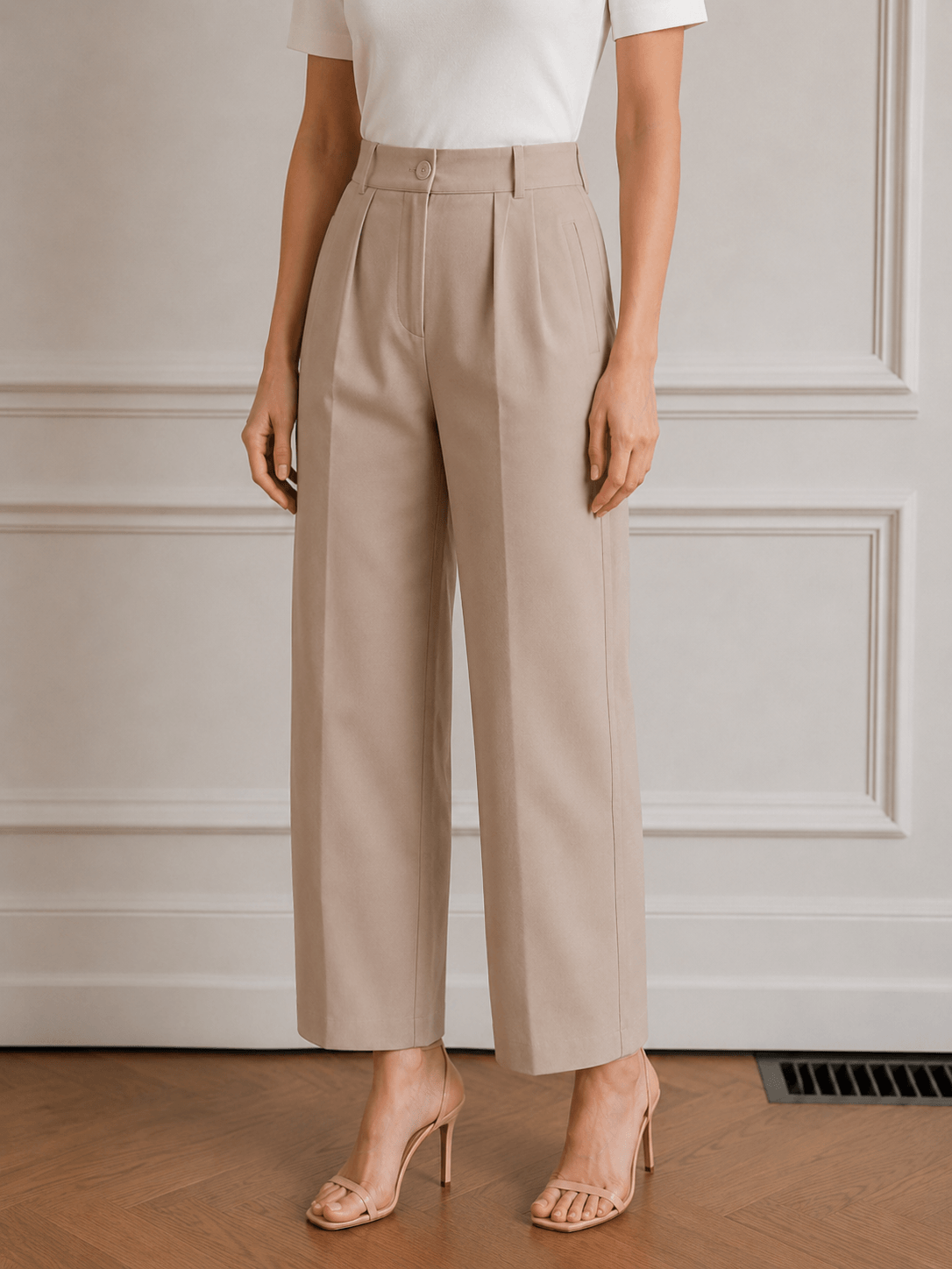 Muse Gabardin Pile Detaylı Pantolon-Bej - LE PORTRÉ