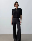Vatkalı Polo Yaka Triko -Siyah - LE PORTRÉ