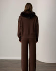Laura Fox Fur-Trimmed Cashmere Knit Set - Dark Brown
