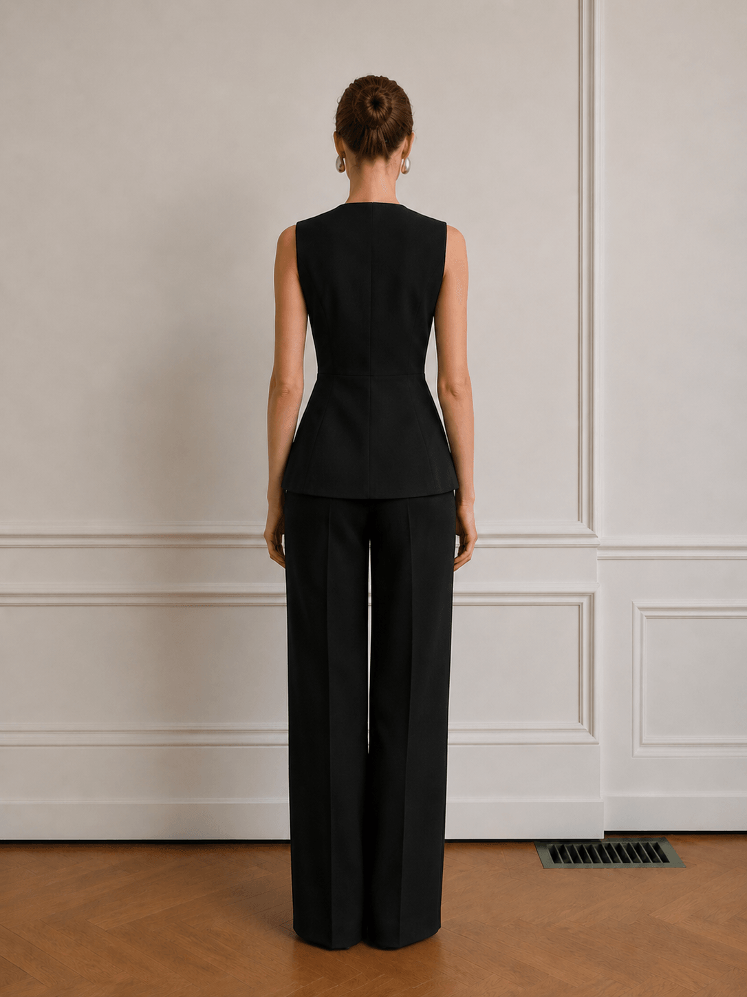 June Peplum Detaylı Yelek Takım- Siyah - LE PORTRÉ