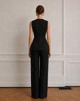 June Peplum Detaylı Yelek Takım- Siyah - LE PORTRÉ