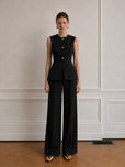 June Peplum Detaylı Yelek Takım- Siyah - LE PORTRÉ