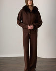 Laura Fox Fur-Trimmed Cashmere Knit Set - Dark Brown