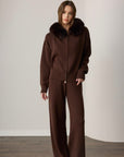 Laura Fox Fur-Trimmed Cashmere Knit Set - Dark Brown