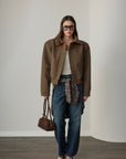 Martin Knit Nubuck Padded Jacket - Taupe Brown