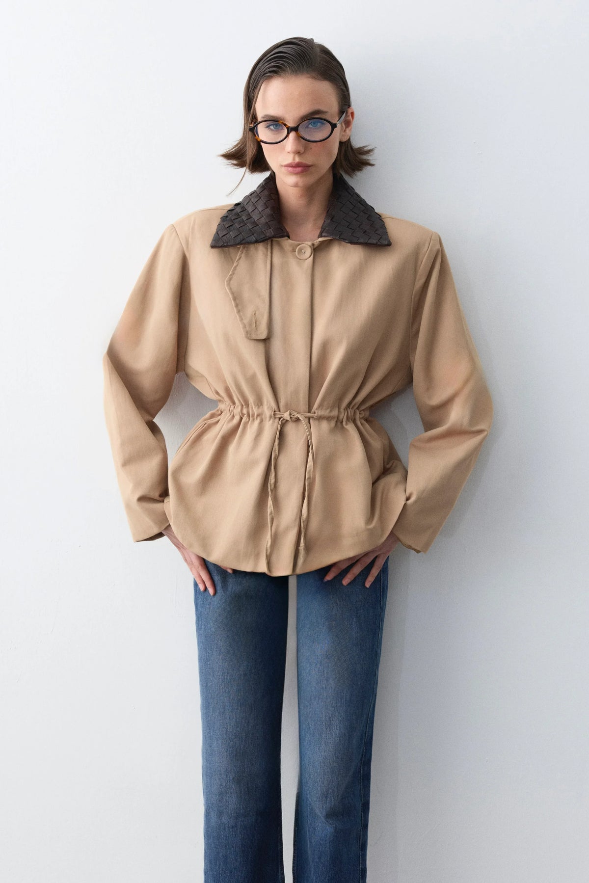 Milena Deri Yakalı Trench-Camel - LE PORTRÉ