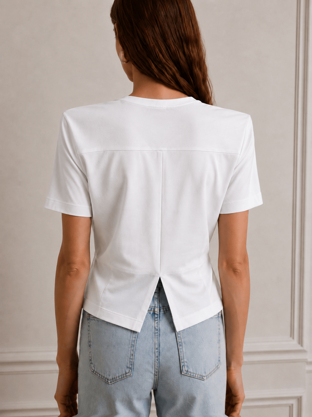 Lindy Vatkalı Bel Büzgülü T-Shirt - Beyaz - LE PORTRÉ