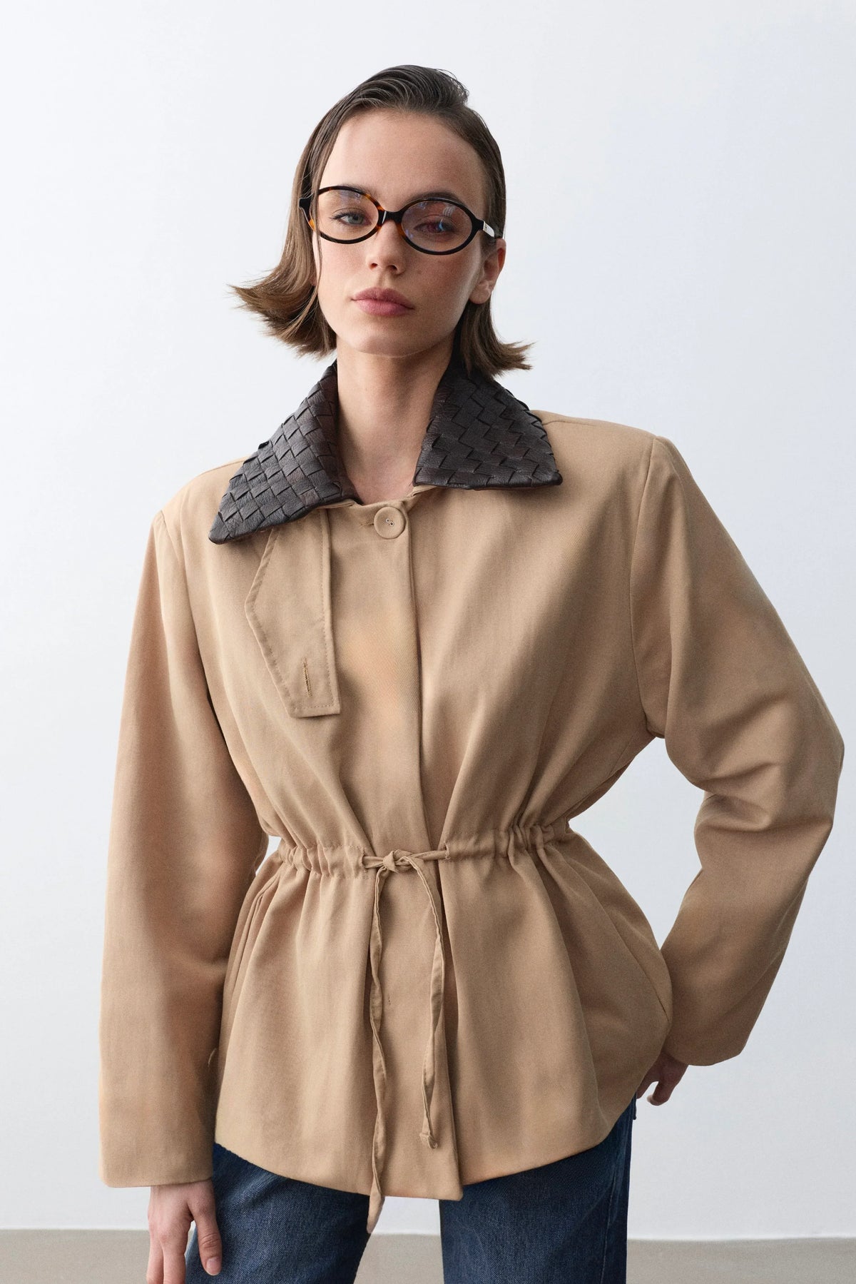 Milena Deri Yakalı Trench-Camel - LE PORTRÉ