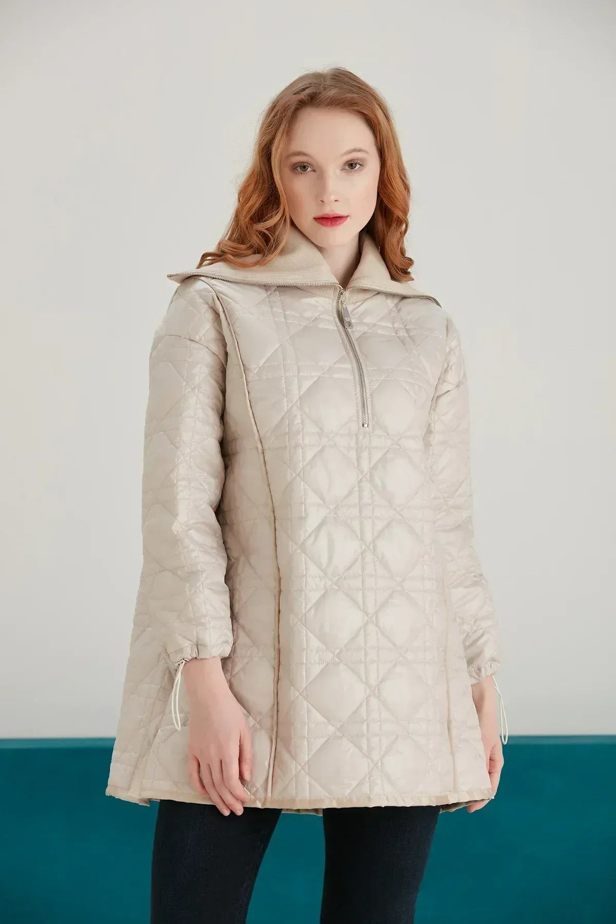 Triko Yakali Kapitone Sweatshirt - Ekru - LE PORTRÉ